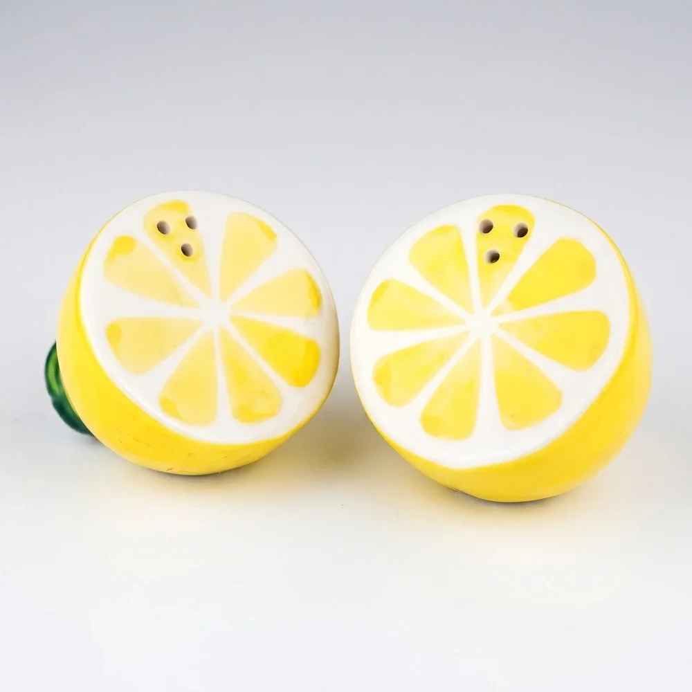 DOIY Design Acid Lemon Ceramic Salt and Pepper Shakers Set